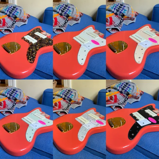 All 6 pickguards shown facing at an angle