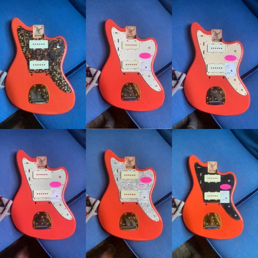 All 6 pickguards shown facing straight